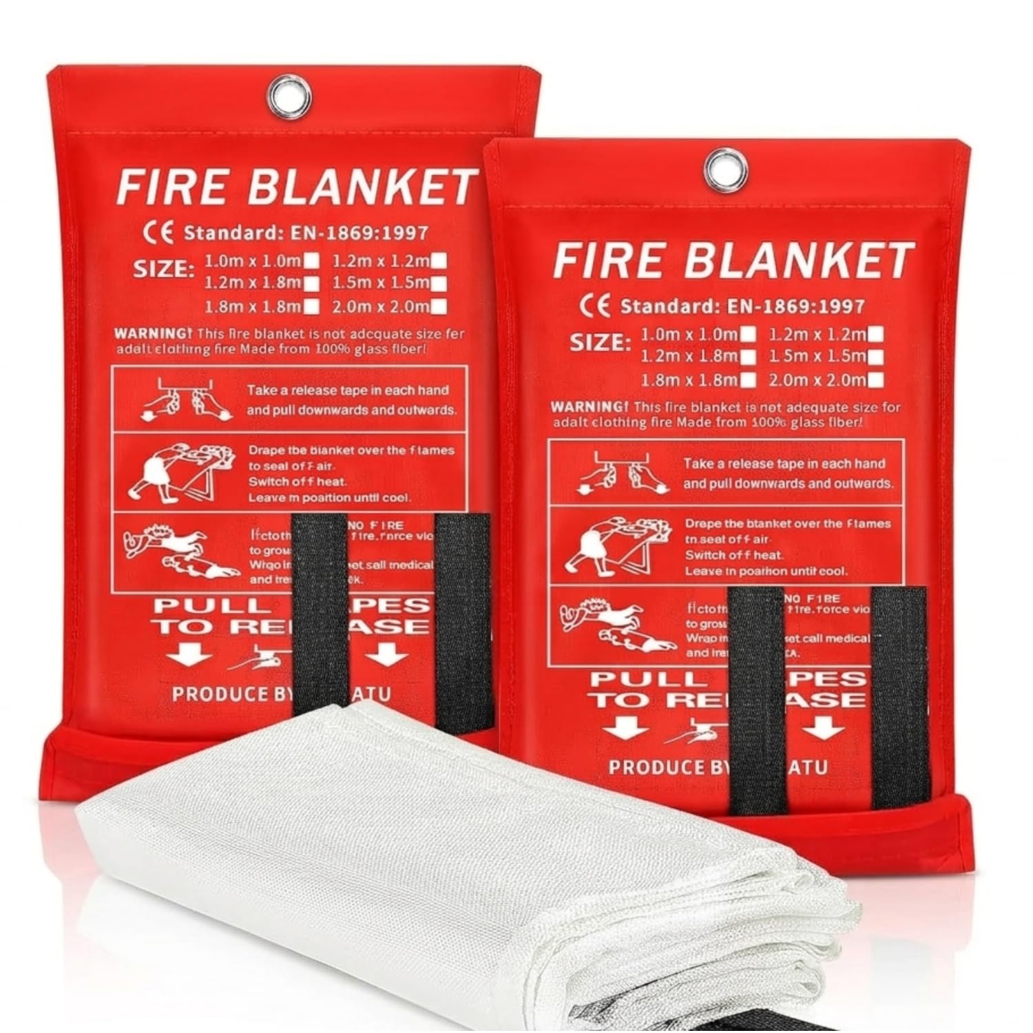 Fire Blanket (1m x 2m) for Home, Kitchen & Car | Emergency Fire Safety Blanket for Cooking & Electrical Fires | Reusable Fire Retardant Fiberglass Sheet for Industry, School, Office & Outdoor Use 1