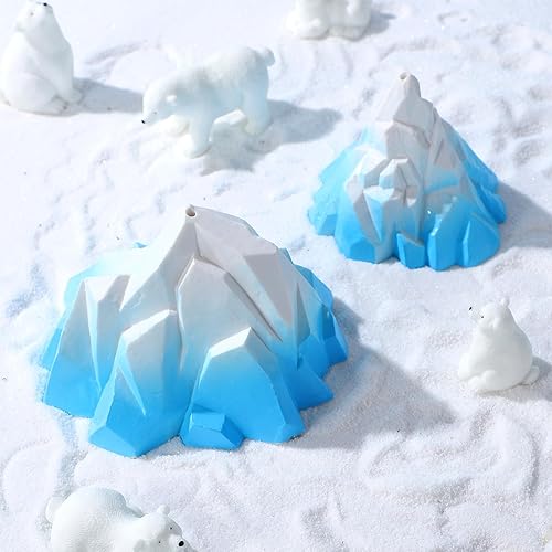 Miniatura 4 de Aquarium Iceberg Decoration  4 Pcs Snow Mountain Fish Tank Landscape Ornaments, Blue-White Glacier Accessories for Aquarium & Turtle Tank