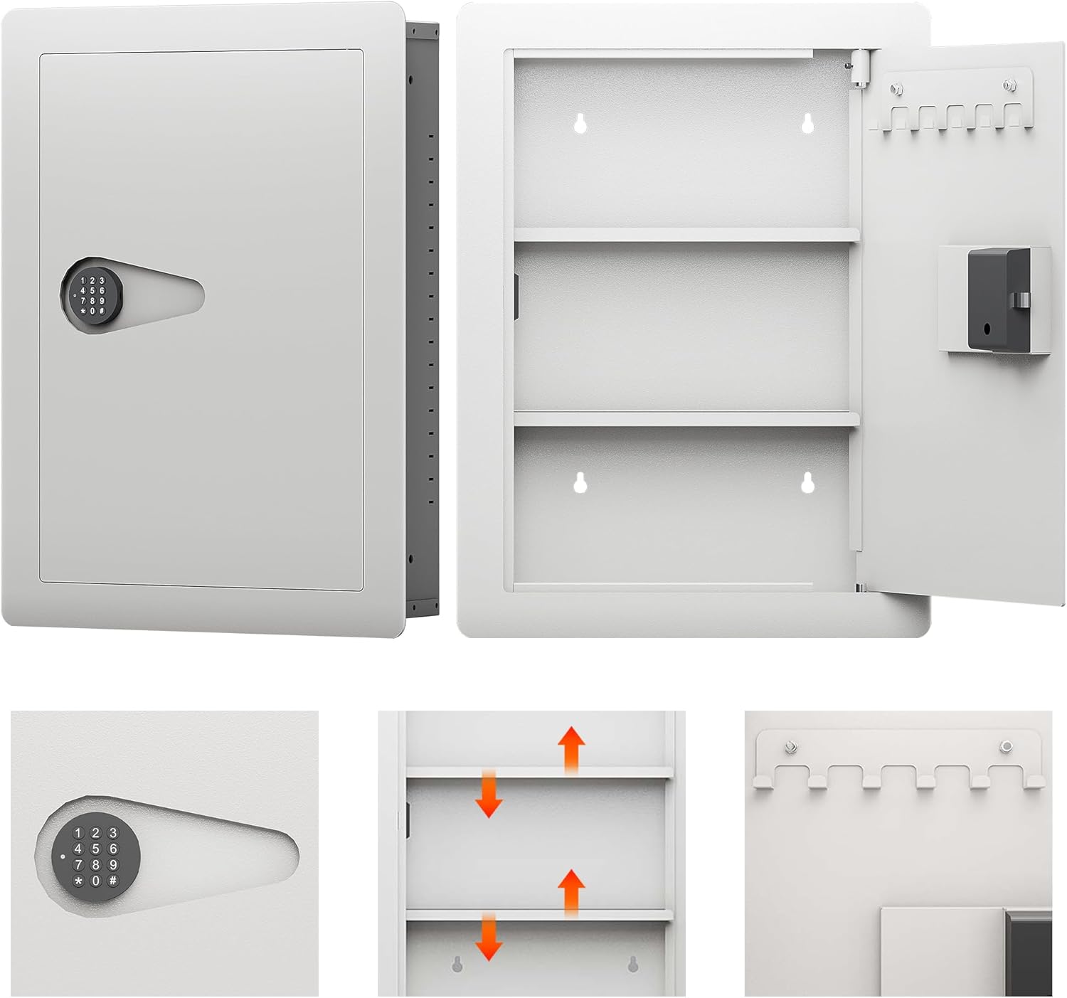 Digital Wall Hidden Safe Flat, Electronic, Steel, Keypad, Home or Business Heavy Duty Wall Mount Safe for Protect Money, Jewelry, Passports Storage