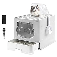 Lettiera pieghevole per gatti con coperchio, tipo di cassetto