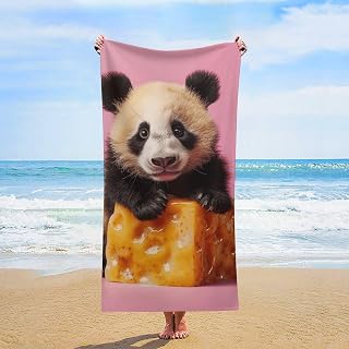 Panda Animals Oversized Beach Towel Set 31x 61 in | Large Big Pool Camping Swim Soft Towels Travel Essentials Accessories Must Haves Vacation Necessities Adult Gifts