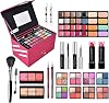 small Makeup Set | Make Up Collection Sets | Makeup Starter Kit, with Train Case Included Full Makeup Kit Eyeshadow Palette Blushes Bronzer Highlighter Lipstick Brushes glass Beginner Kits for Teens