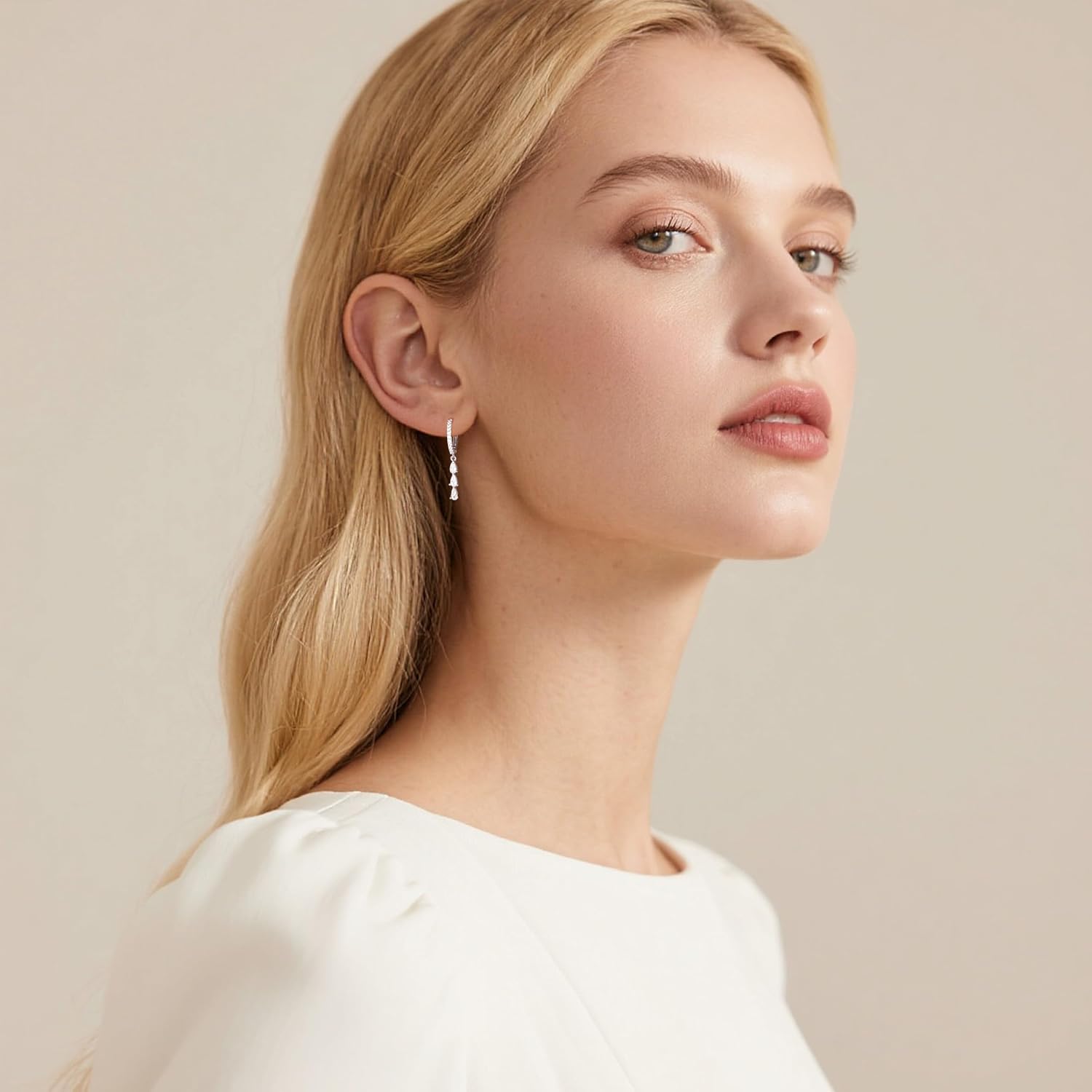 SLUYNZ 925 Sterling Silver CZ Teardrop Hoop Earrings Dangle for Women Teens Waterdrop Huggie Earrings Drop - Image 3