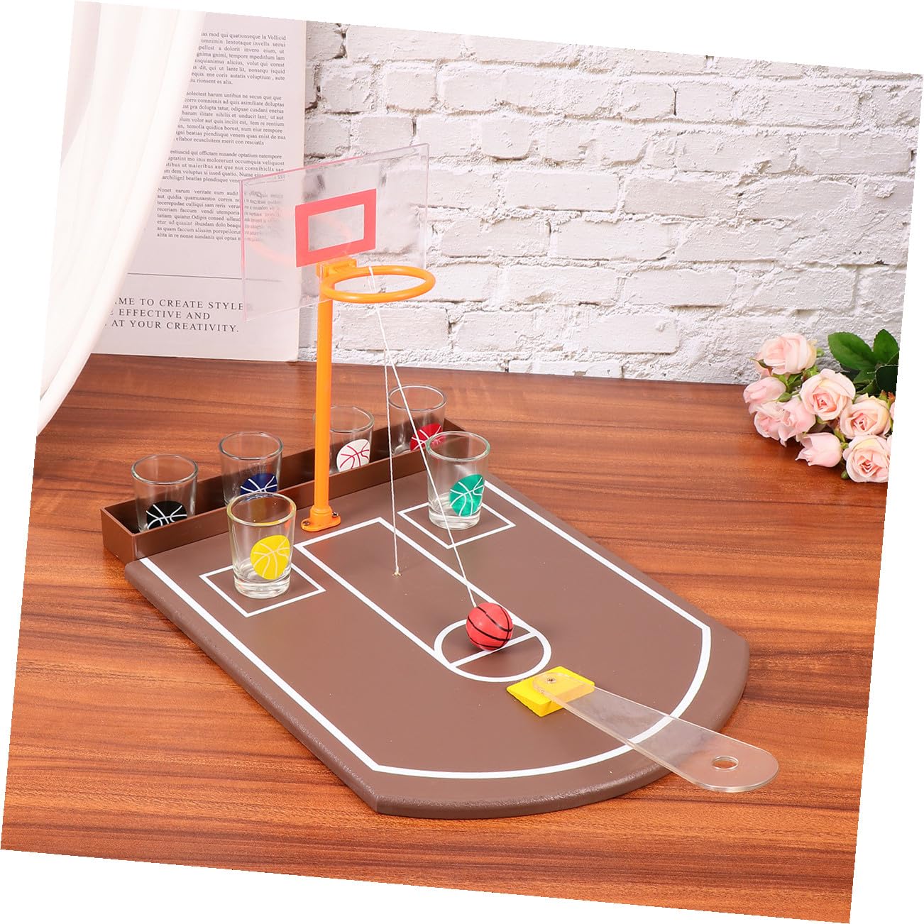 Hemobllo Gioco da Tavolo Basket da Bere in Acrilico Set Gioco Creativo Divertente per Intrattenimento Bar e Festa Facile da Giocare