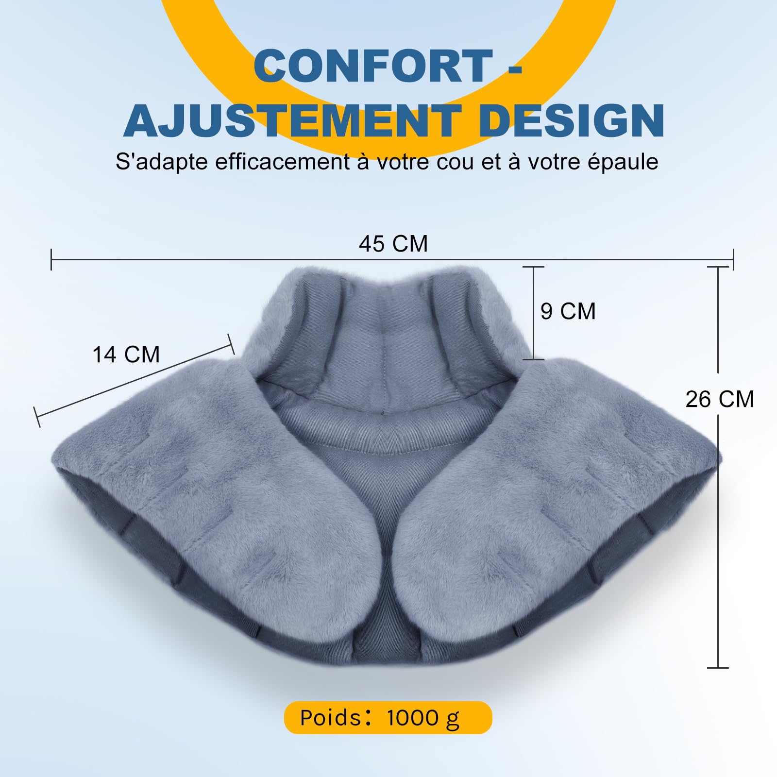 UNCN Coussin Chauffant Micro-onde pour le Cervical | 45×26CM | Bouillotte Micro-Onde Noyau de Cerise Graine de Lin | Tissu ultra-doux et Odeur de Citronnelle, Camomille, Menthe