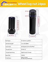 Vista 3 de Tuercas de rueda de 0.551 in x 1.5 7 Tuercas para Llantas de Carros para 6 lengüetas, asiento cónico abombado, extremo cerrado con 1 llave