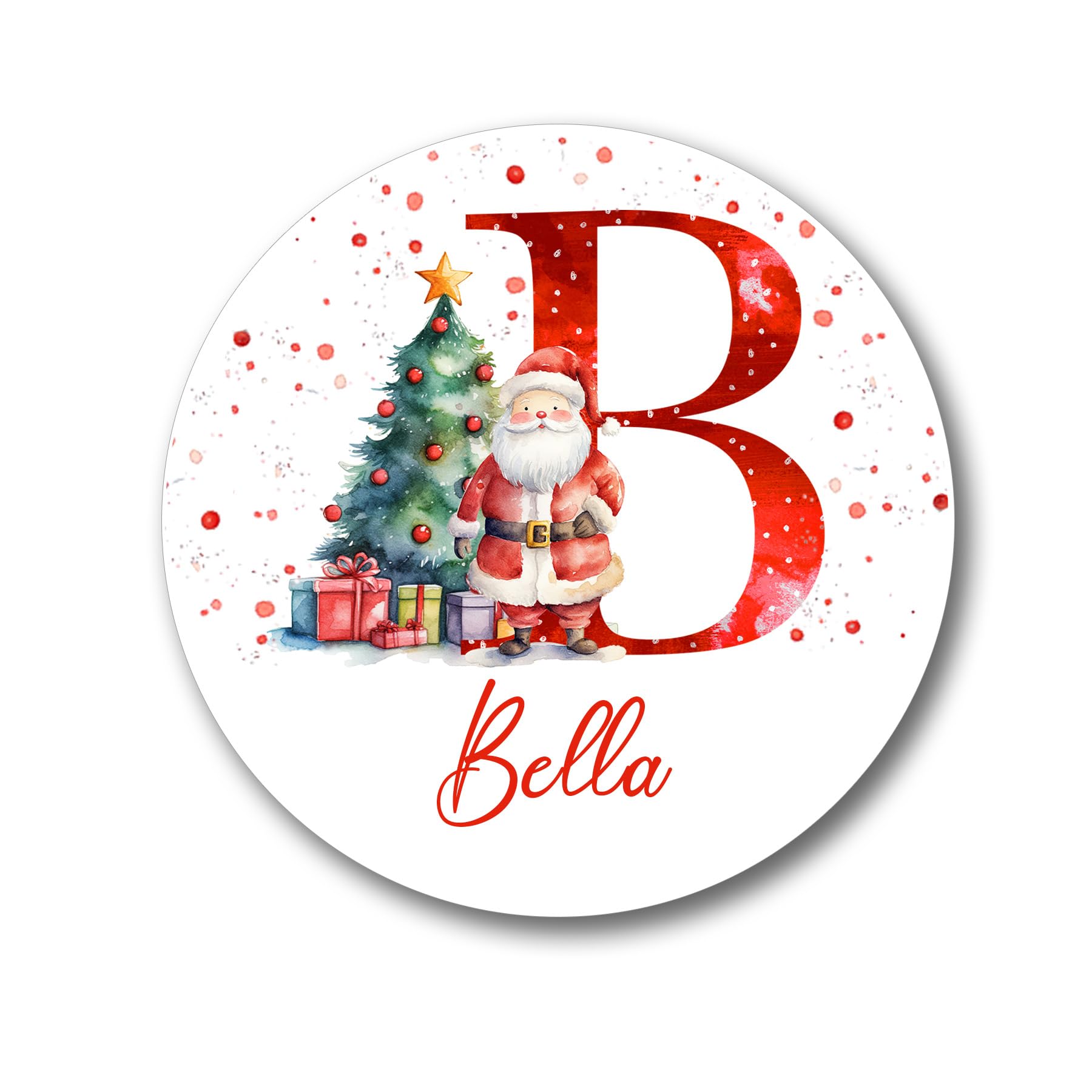 Treasured Forever Limited Santa D1 24 Personalised Christmas Initial Gift Labels Stickers, Santa Stickers Sweet Customised Gift Wrapping Name Tags