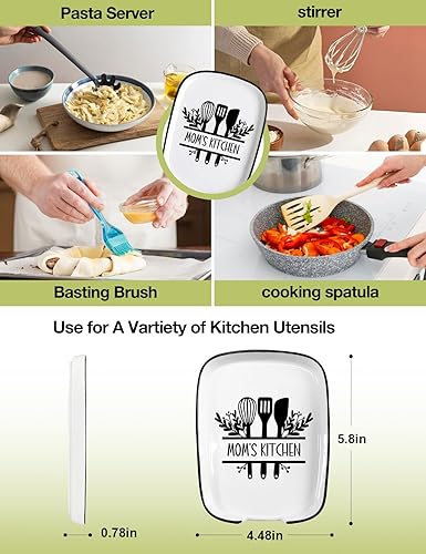 Miniatura 4 de Soporte para cucharas con diseño de flores, soporte para cucharas de cerámica para mesa de comedor, cena, encimera de cocina o estufa, accesorio de