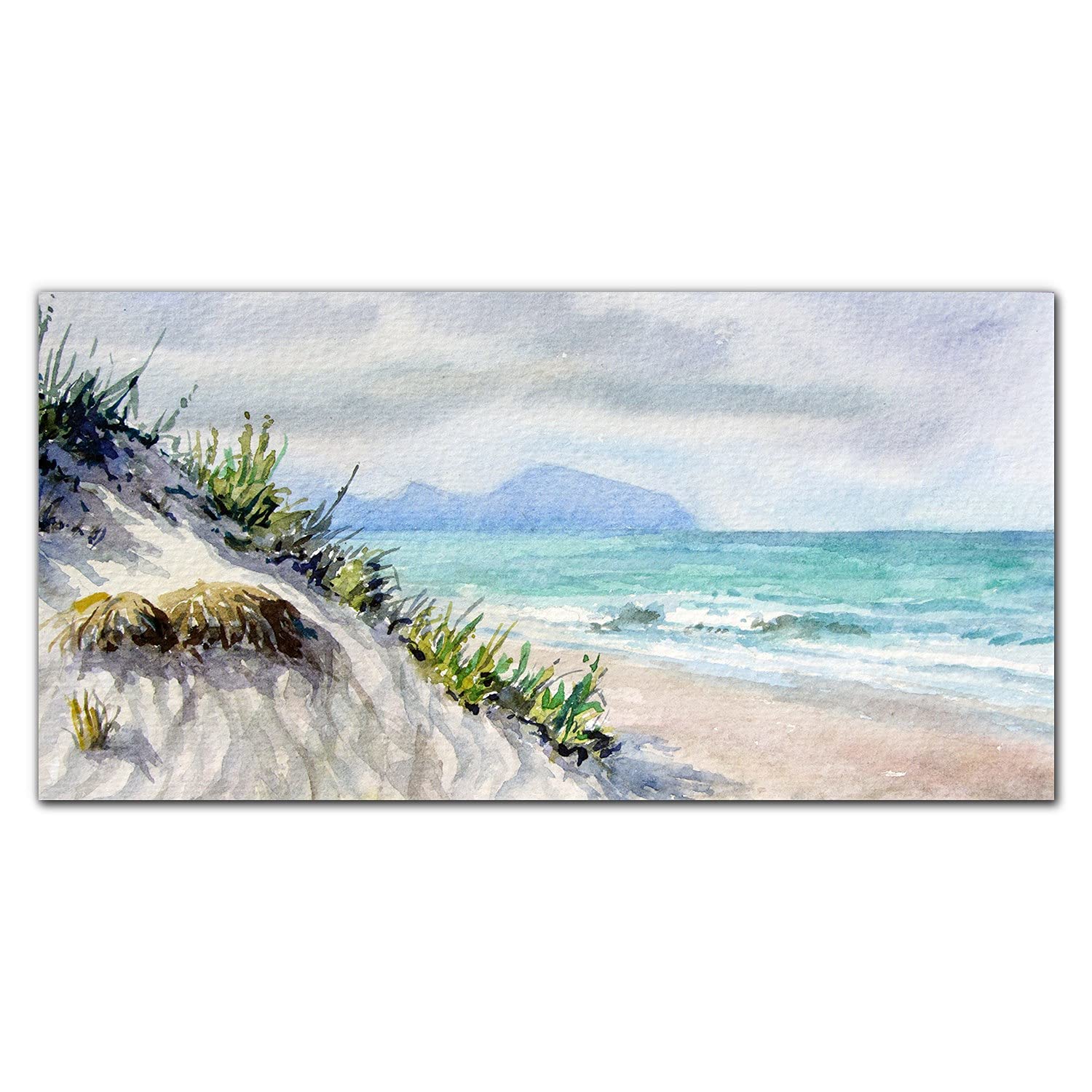 Crédence de cuisine adhésive anti-taches en verre trempé 100x50cm motif plage côtière