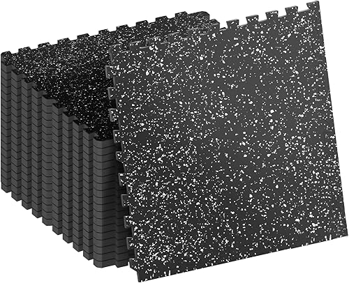 Miniatura 1 de Suelo de gimnasio de 0.8 pulgadas de grosor de 72 pies cuadrados para gimnasio en casa, 18 azulejos de equipo de ejercicio de entrenamiento, parte