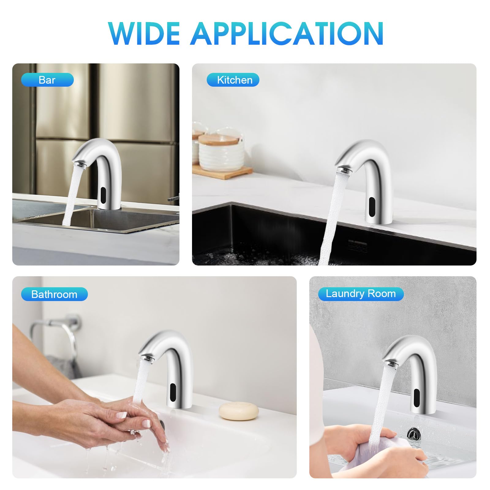 MINRS - Rubinetto con sensore a infrarossi, miscelatore automatico a induzione, miscelatore per lavabo a freddo automatico senza contatto per bagno, rubinetto per lavabo