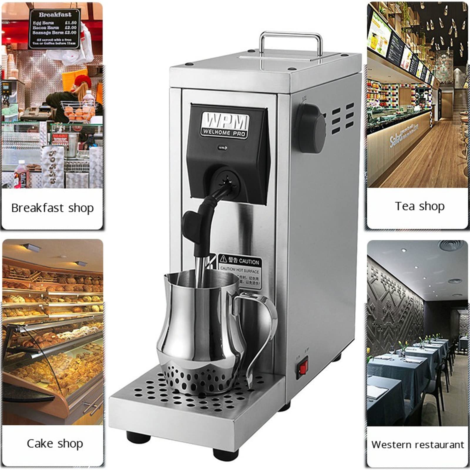 DieffematicKF Cafetera Espumador de Leche a Vapor para el hogar, profesión Comercial, Motor de Vapor bombeado, Tienda de té, calefacción de Bebidas, Burbuja de café