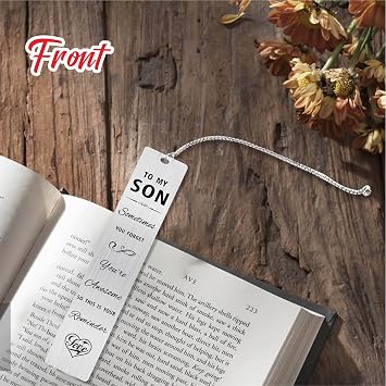 Jzxwan Son Bookmark from Mom and Dad, Birthday Wedding Day Gifts for Son