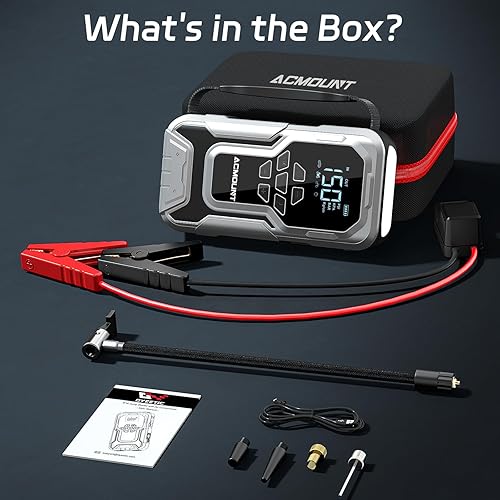 Miniatura 8 de Acmount Arrancador con compresor de aire, batería de coche de 6000 A portátil (todo gasolina10.0L diesel), bomba de aire inflador de neumáticos de