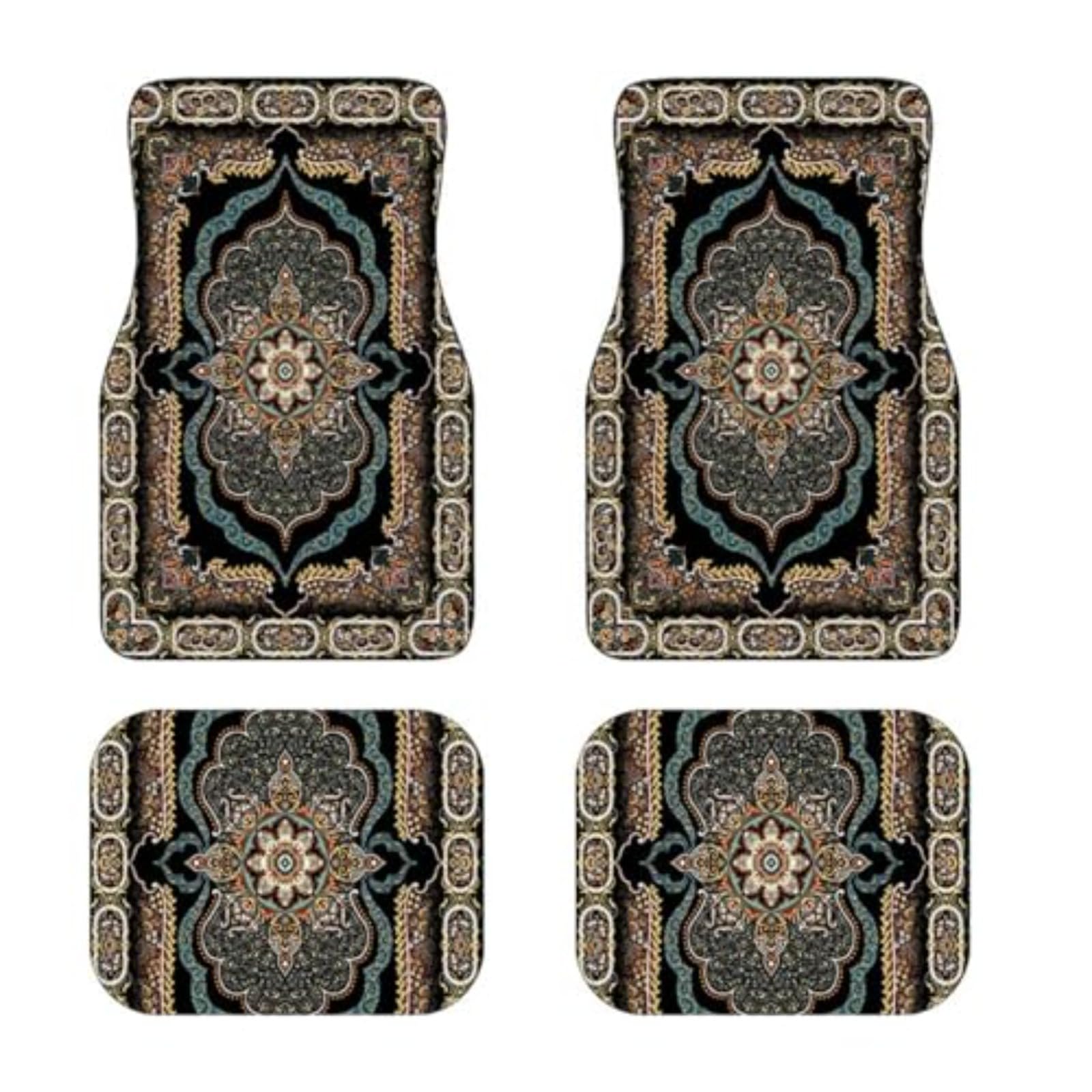 Car Floor Mats Non-Slip Set of 4,Turkish Persian Car Carpet,Bohemian Style Front Rear Carpets Mat,Decorative Car Foot Floor Carpets Rugs Auto Car Accessories Universal Fit for Car SUV Truck Van (M)