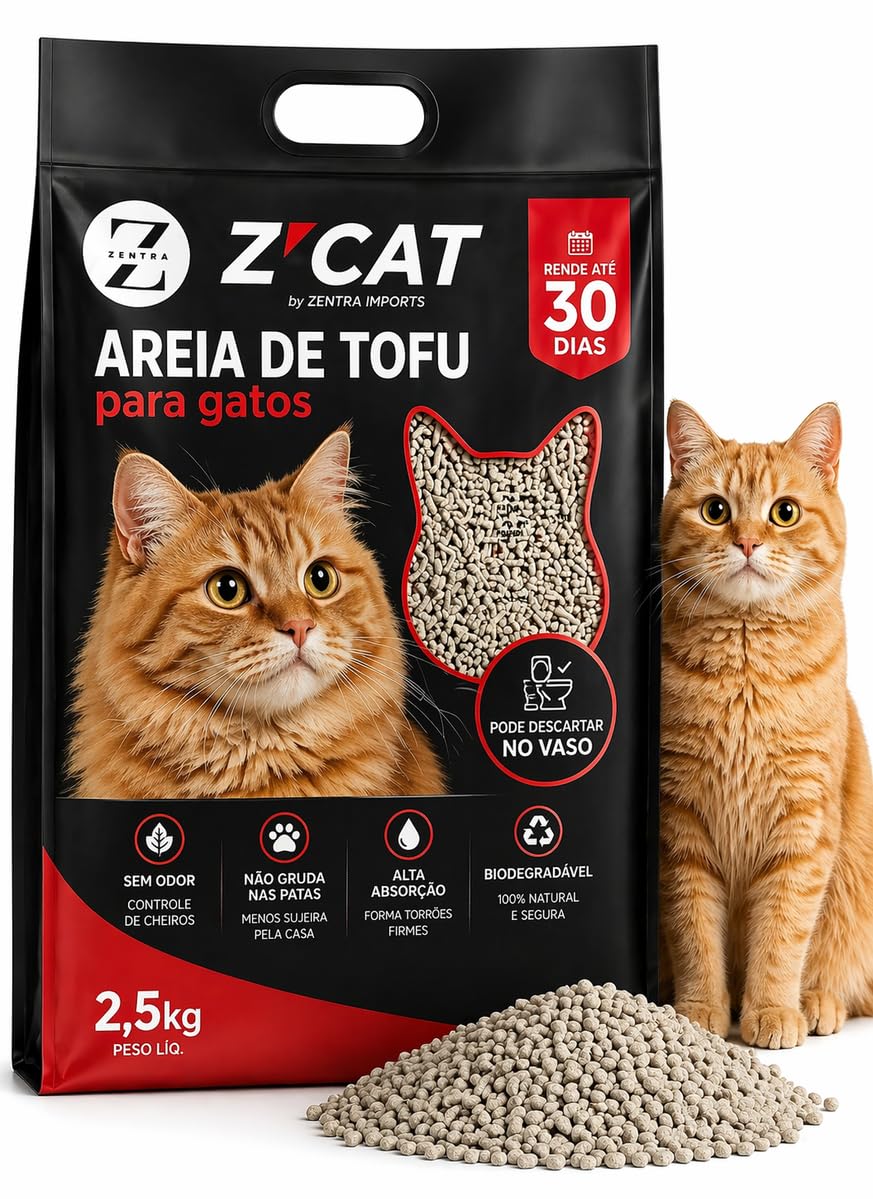 Areia Sanitária De Tofu Higiênica Para Gatos Carvão de Bambu 2.5kg Zentra Imports