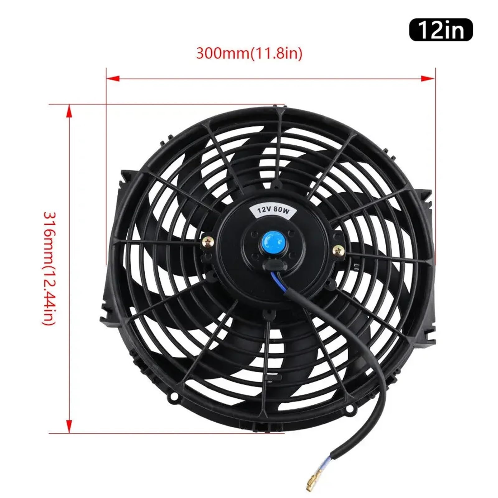 Vaschetta Radiatore Acqua con sensore Kit Di Raffreddamento Motore Con Ventola Sottile Per Radiatore Elettrico Push/pull Da 12 V E 80 W, 12''/10"/9"/7" Accessori Per Radiatori Per Auto(12 inch)