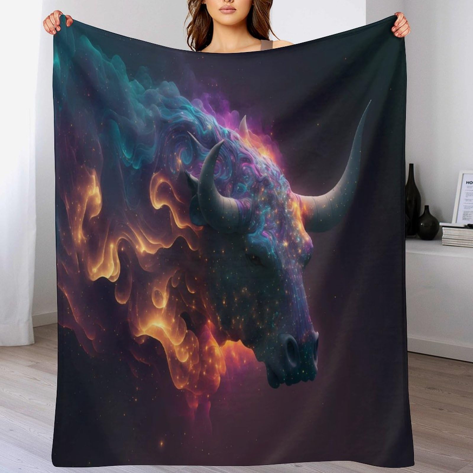 Couverture taureau anti-froid en flanelle douce pour canapé et lit 180x200
