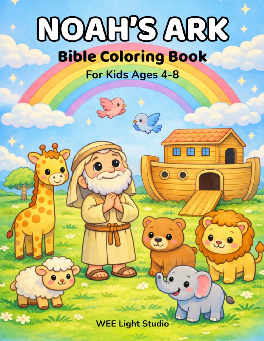 Noah’s Ark Bible Coloring Book: Easy and Fun Coloring Pages with a Bible Story for Ages 4–8