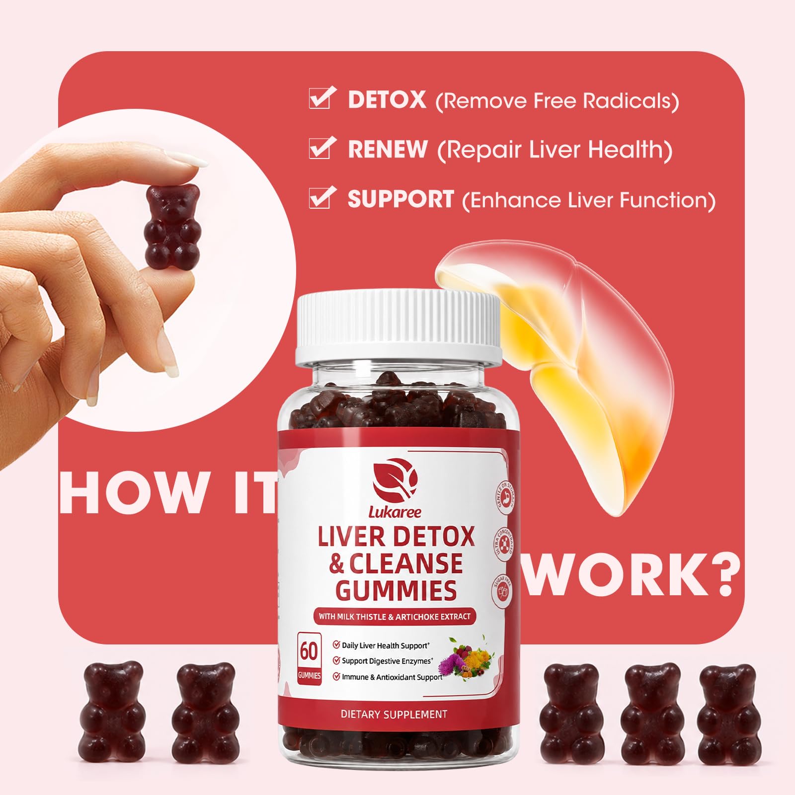 Liver Cleanse Detox & Repair Gummies - Natural Liver Support -120 Count — Amazon image 5