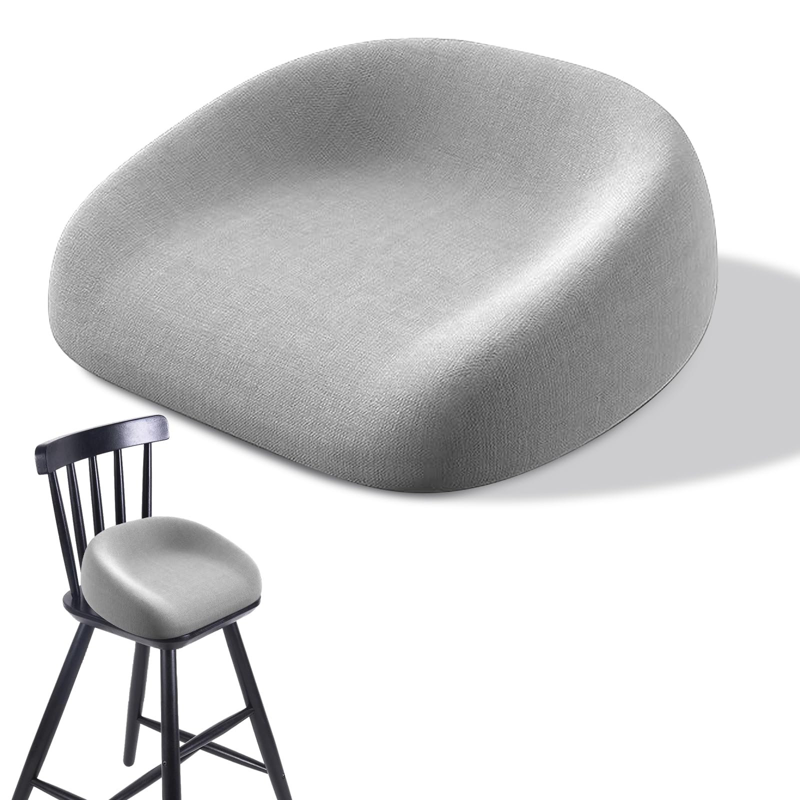 Kinder Sitzkissen Sitzerhöhung Stuhl: ca. 6-8 cm Dicke Baumwolle Memory-Schaum Booster Seat, Komfort Sitzerhöhung Stuhl Ergonomisch Kindersitz Sitzerhöhung für Esszimmer (Nebelgrau)