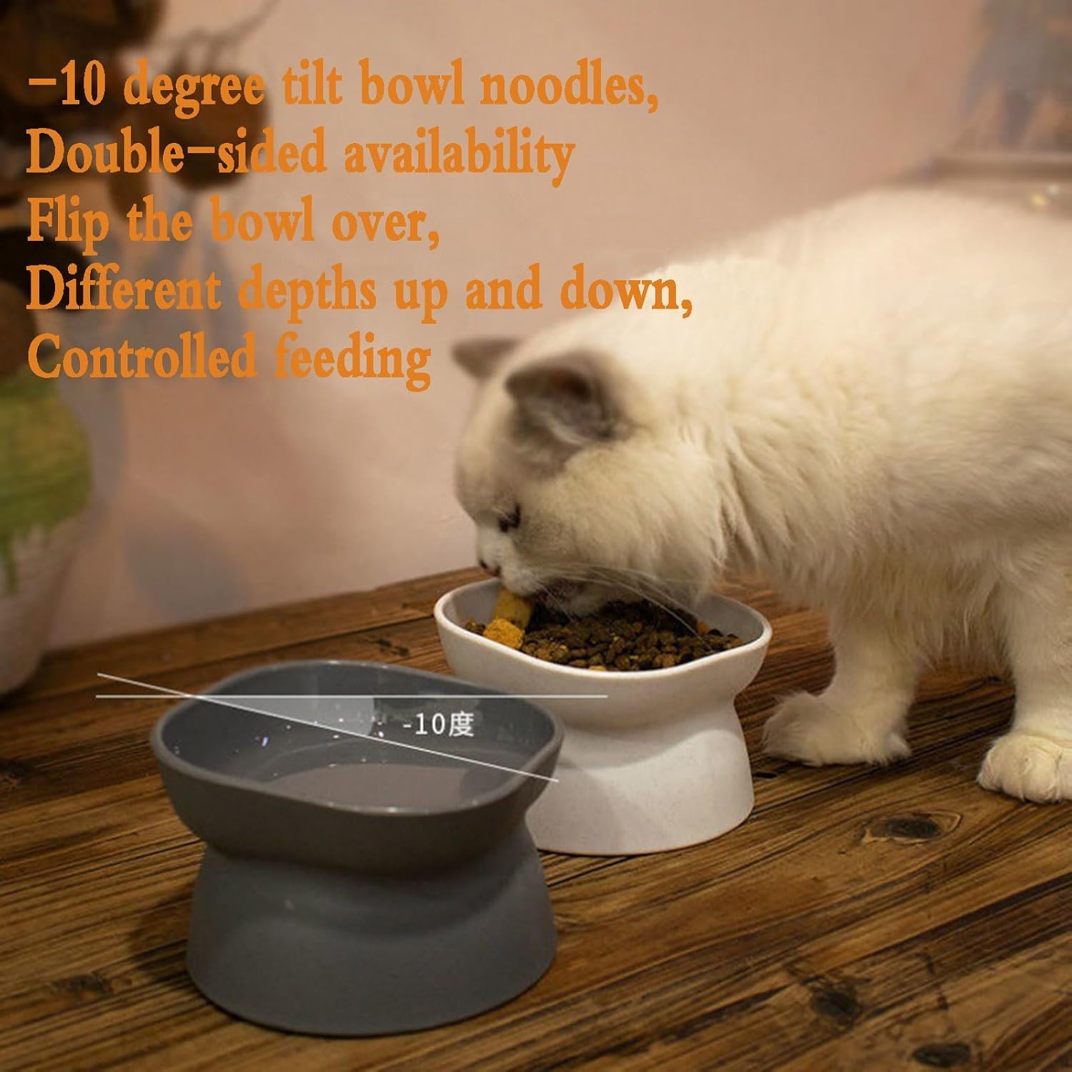 PetVogue Pet Food Water Bowl, Tilt Design Elevated Feeder Bowl with Raised Stand Double Sided Available Pet Feeder Bowls for Cats, Puppy, Bunny, Small Sized Pets Indoor 1