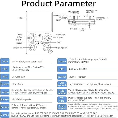 Miniatura 9 de GiipGoop RG35XX Pro Handheld Game Consoles RG35XXPro Retro Gaming Console with 64GB 4353 Games Card Video Game Console Portable Pocket Arcade
