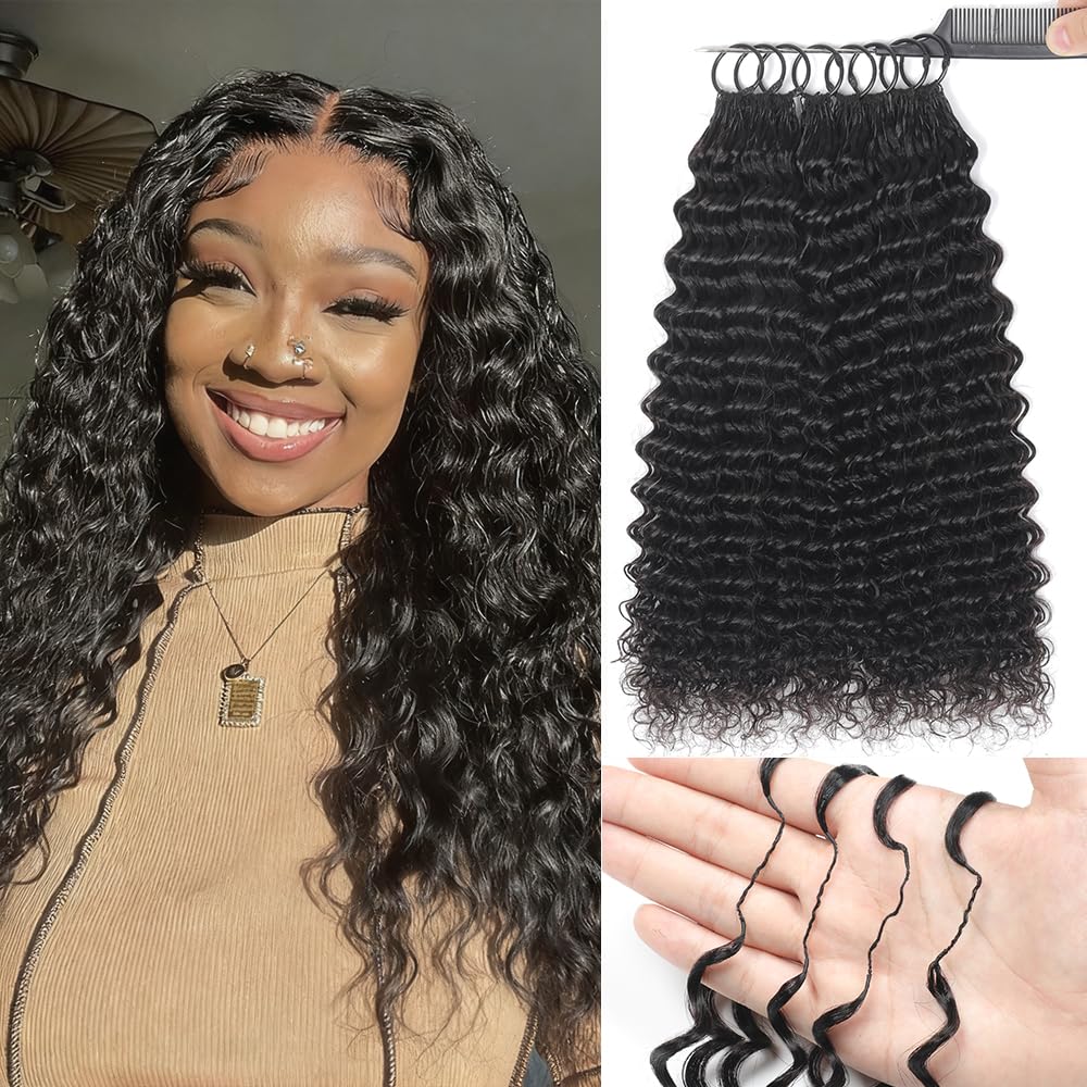 Renyarch Miracle Deep Wave Mini Knots Crochet Human Hair Bundles for Black Women 20 Pollici Crochet Human 200g 160c Black Water Wave Wet and Wavy Invisible Knotless Curly Extensions