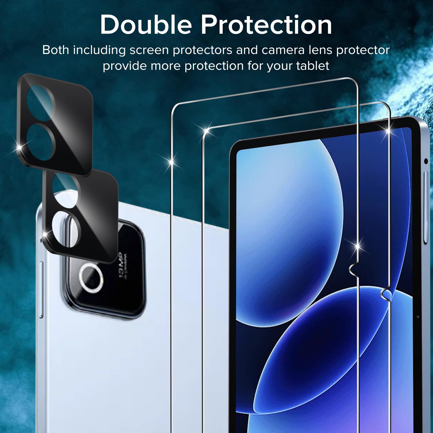 ivoler 2 sztuki folii ochronnej do Xiaomi Pad 8 / Xiaomi Pad 8 Pro, z 2 sztukami szkła ochronnego do aparatu, twardość 9H, szkło pancerne, folia ochronna HD, folia ochronna na wyświetlacz, folia