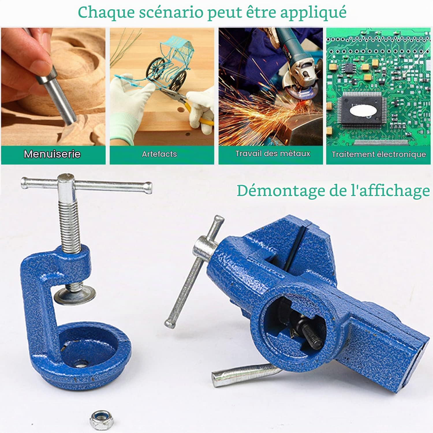 Etaux d établi, 80 mm Pince Étau de table Avec Base Pivotante à 360 Degrés, Etau Bricolage Outillage etau menuisier pour Travail du Bois Travail des Métaux Perçage