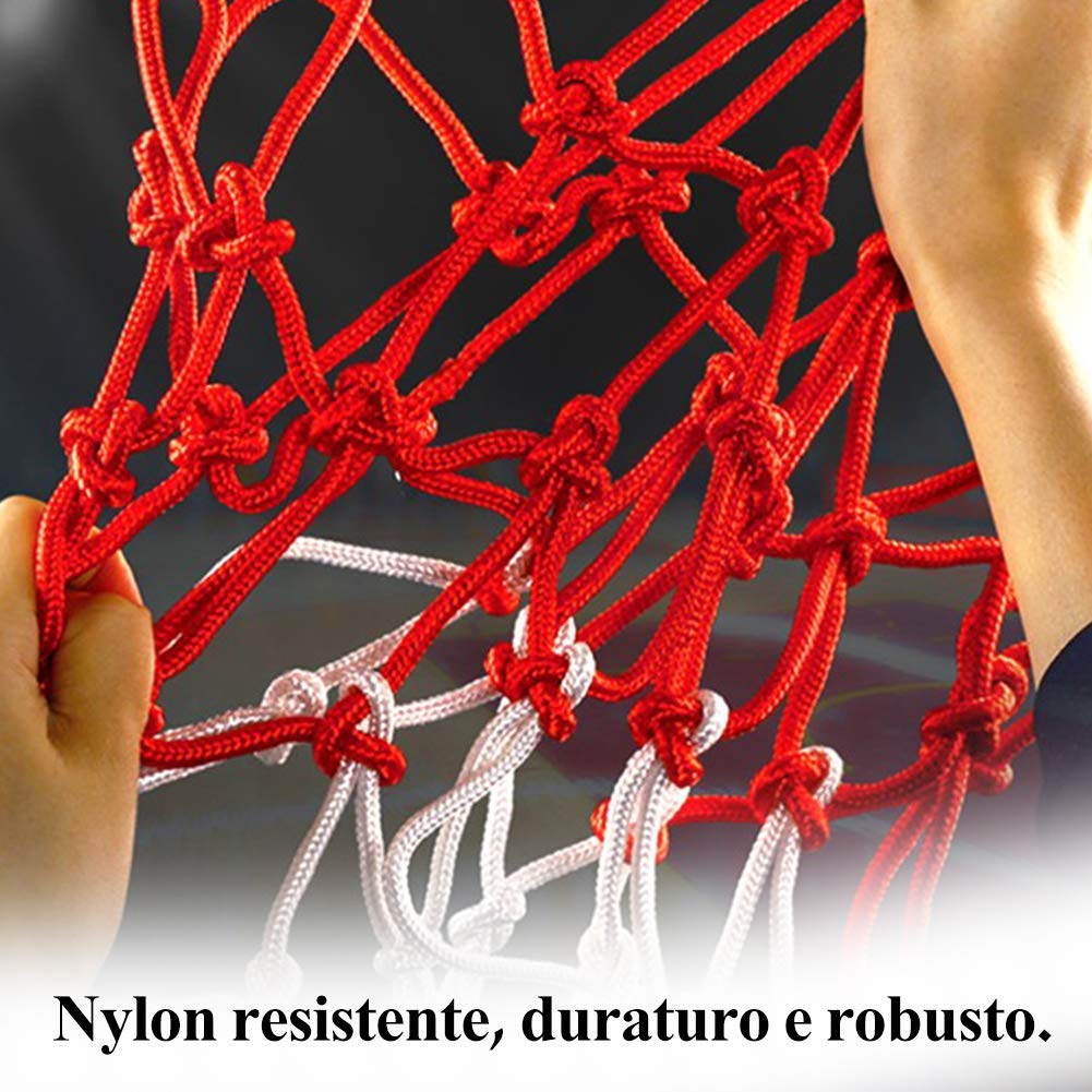 GTIWUNG 2pz Rete per Canestro da Basket 12 Anelli, Reti Professionali per Canestro da Basket, Canestro da Pallacanestro Rete Blu Rosso Bianco, Adatte Alle Dimensioni di un Canestro Standard