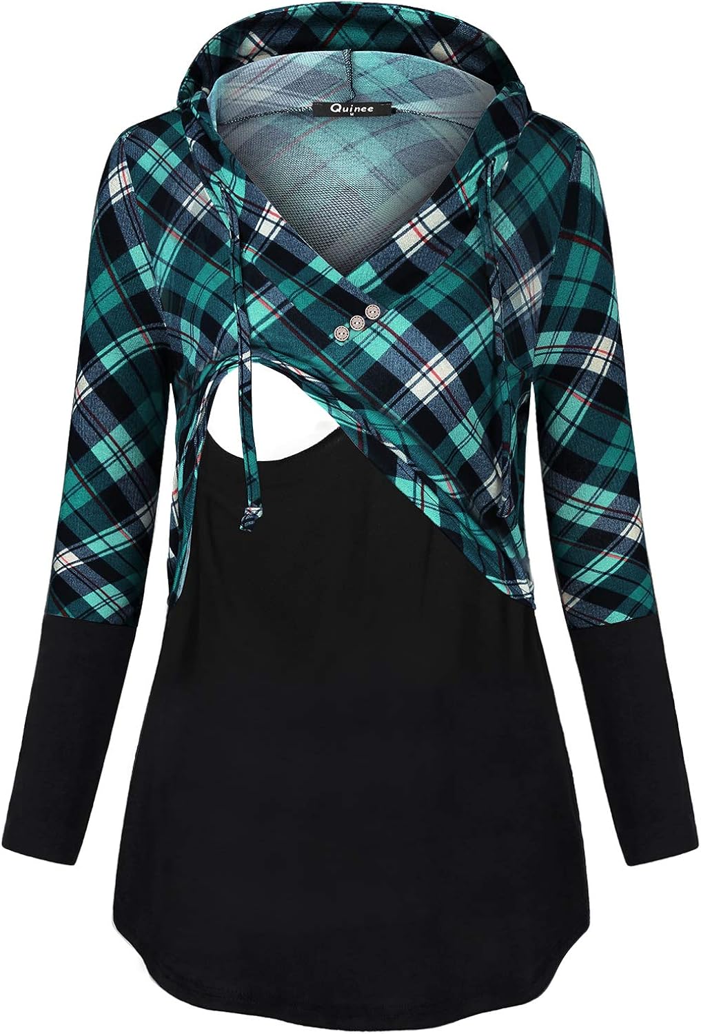 Quinee Women's Long Sleeve Plaid Colorblock Nursing Pullover Hoodie Sweatshirts at  Women’s Clothing store