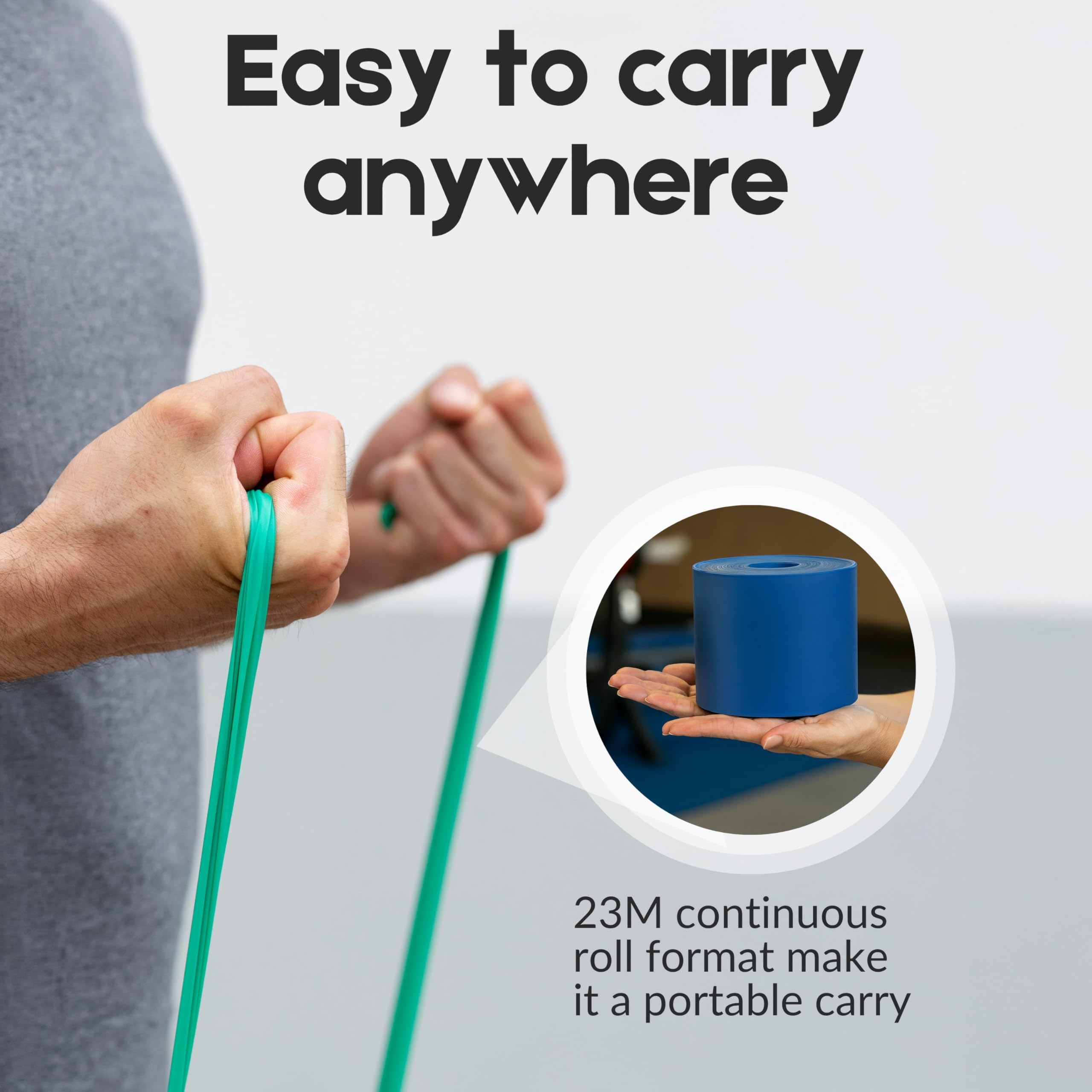 Patterson Medical, Thera-Band, fascia a resistenza elastica, per esercizi, senza lattice, leggera, resistente, con porta rotolo