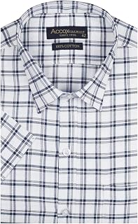 ACCOX Men's Half Sleeves Formal Regular Fit Cotton Check Shirt(Multi,GO547) Price In India