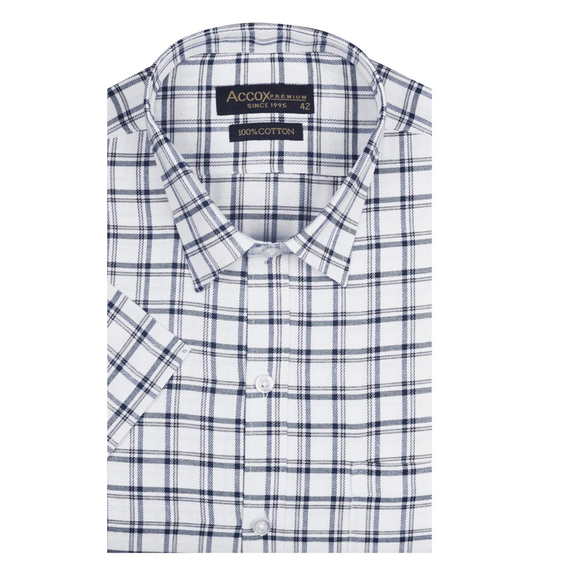 accox Men's Half Sleeves Formal Regular Fit Cotton Check Shirt(Multi,GO547)-picture-14