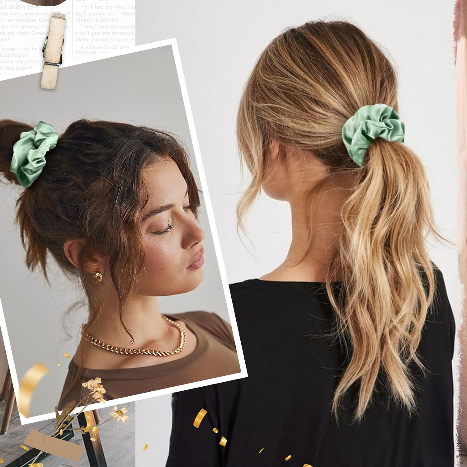 Camp Bachelorette Party Favors Set of 8 Sage Green Themed Bridesmaid Proposal Gifts Satin Scrunchies Hair Ties Bridal Shower Wedding Favors for Women image 5