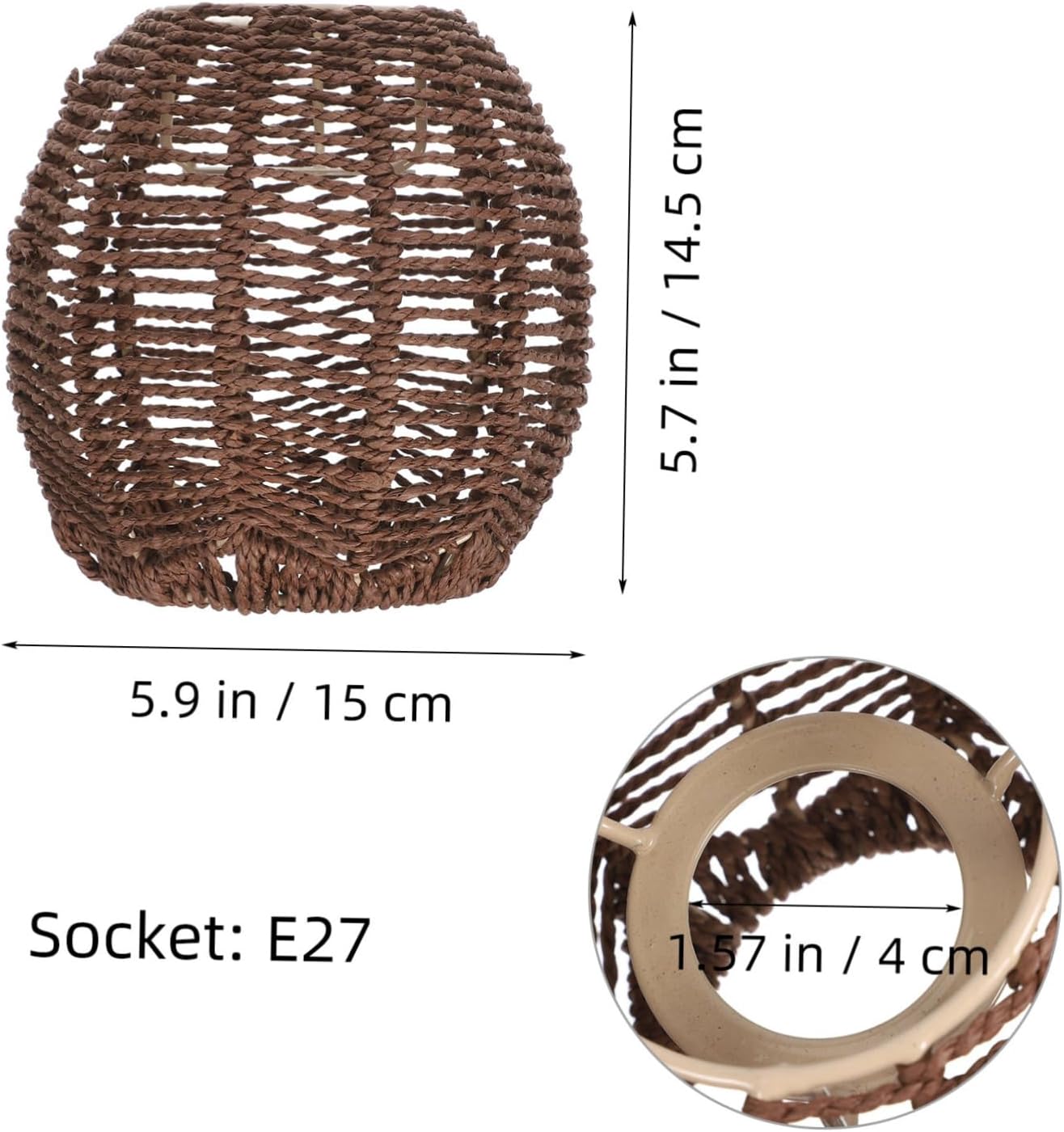 DOITOOL Woven Pendant Lamp Shade Rattan Basket Chandelier Lamp Shade Ceiling Lights Pendants Light Fixture Shade Replacement for Table Floor Lamp, Brown
