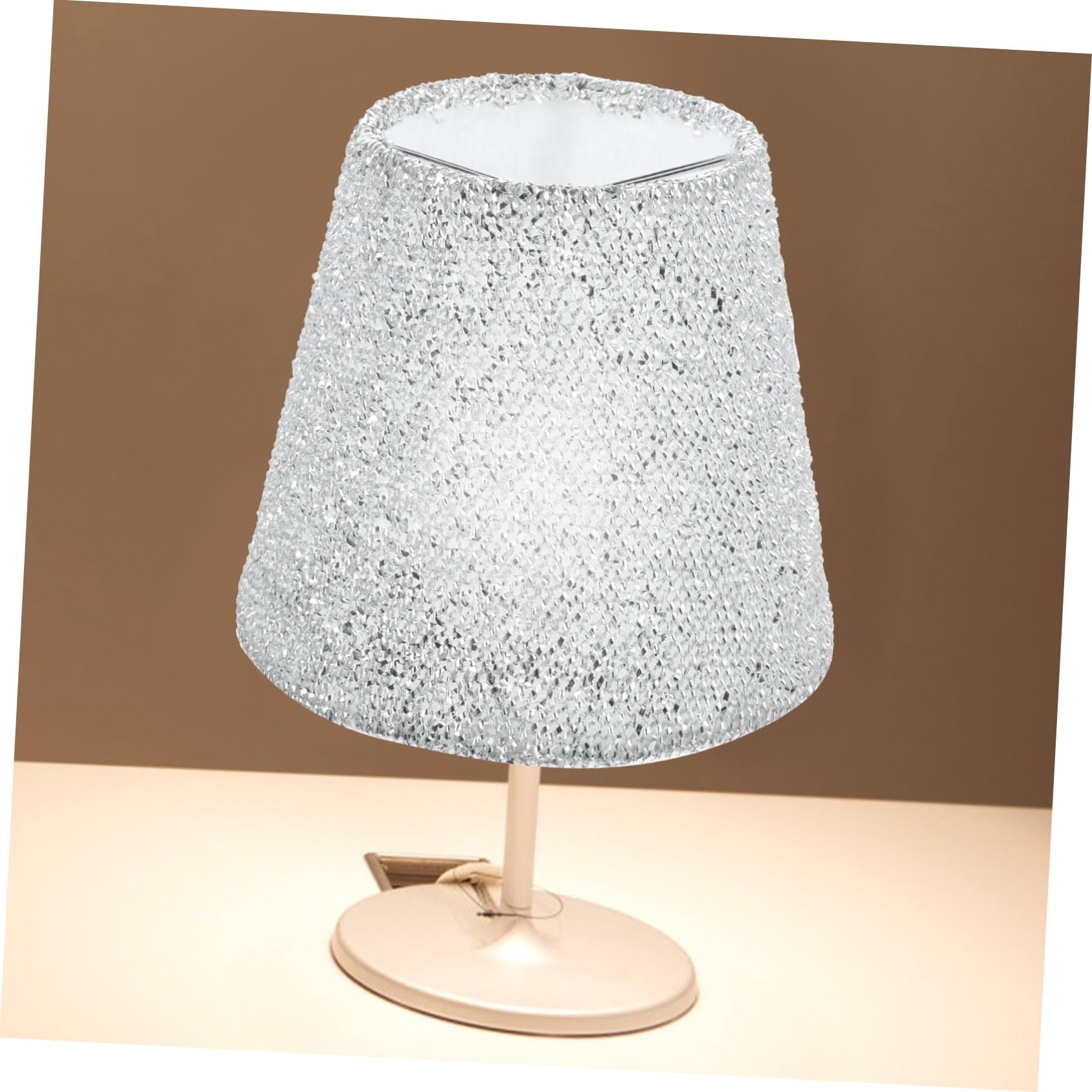 Mikikit Abat-jour en Tissu Argenté pour Lampe de Table E14, Résistant à L'usure, Crée une Ambiance Chaleureuse, pour Salon et Bureau