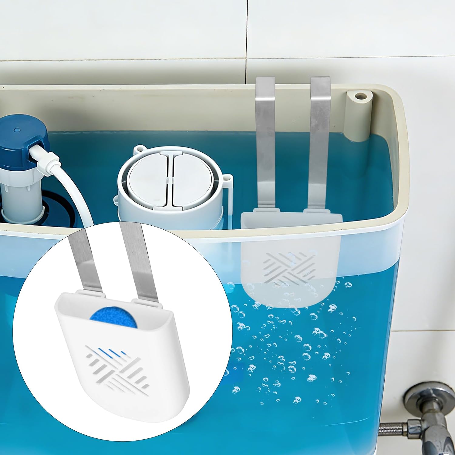 2pcs Toilet Tank Holder, White Hanging Caddy Bracket with Double Hook & Multi-Hole Design Fits Most Standard Toilet Bowl Tanks Easy Installation Supplies Accessories