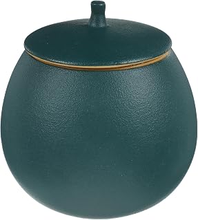 KICHOUSE Ceramic Tea Jar Vintage Green Airtight Storage Canister Small