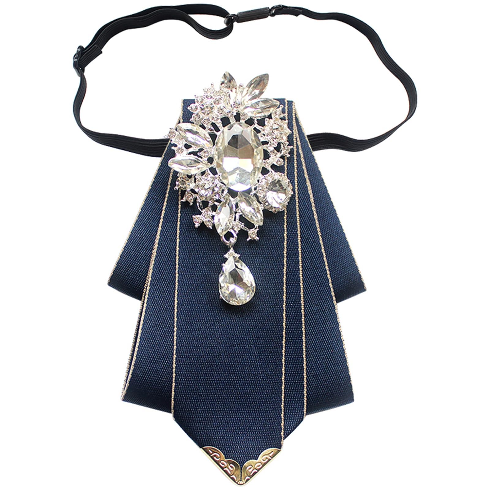 VKEID Pajarita para Hombre Camisa de vestir de flores con cuello de diamantes de imitación for hombre, pajarita de padrino de boda for novio, pajarita de estilo británico Adecuado para Fiestas de Boda