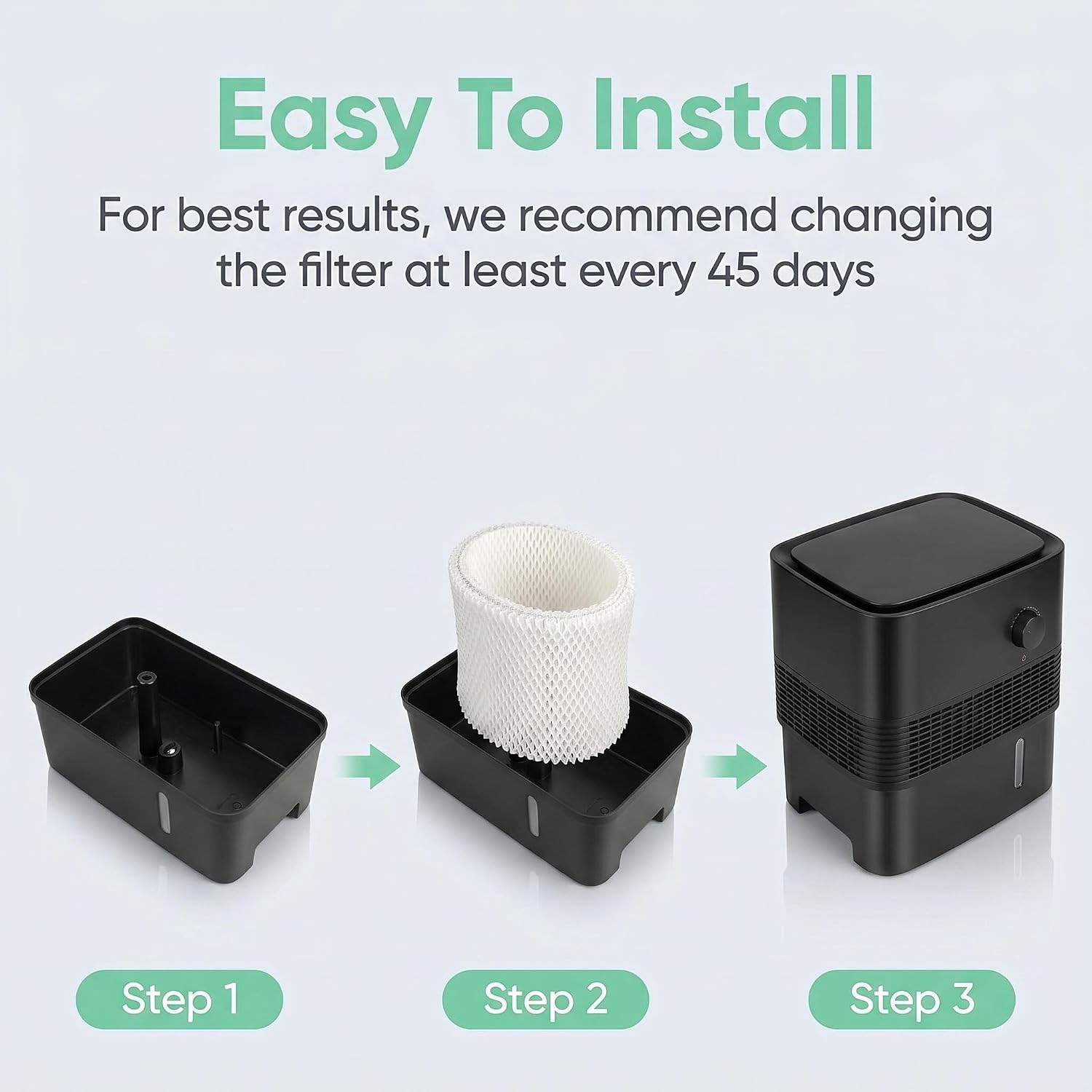3 Pack Humidifier Filter Replacement for Pelonis Humidifier PSU10E1BB, PSU10E1WW, PSU10E2FWW, PSU10E2FBB Humidifiers Wick Filters