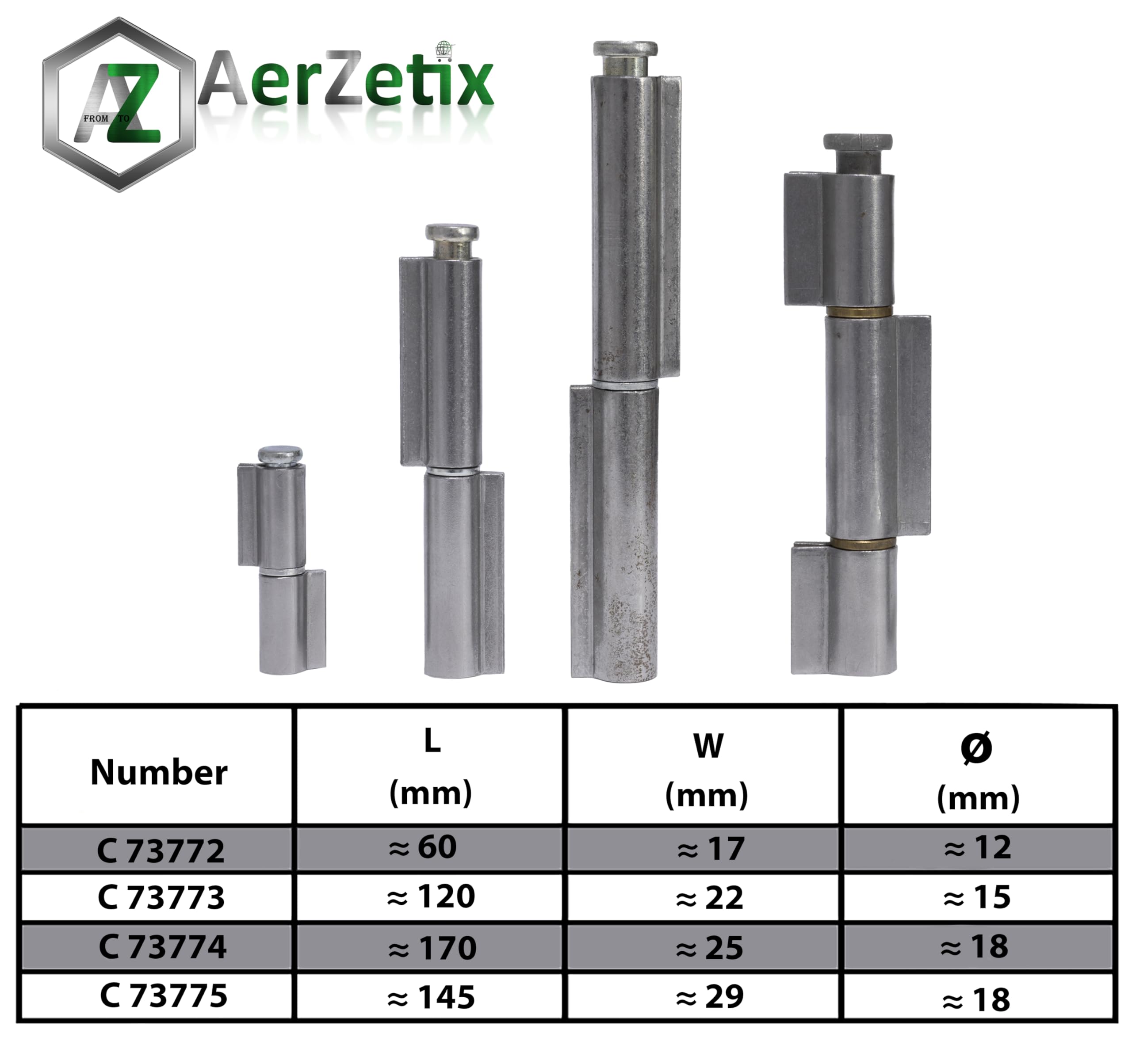K-POP・アジア 702 steelo AERZETIX - C73775 - Set of 2 hinges for welding with 3 short wings