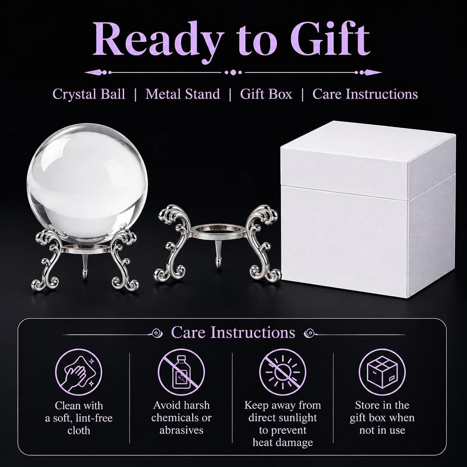 K9 Crystal Ball with Stand, Elegant Crystal Sphere Decor