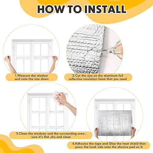 Miniatura 6 de Frienda Juego de 24 paneles de aislamiento para puerta de garaje, doble burbuja, lámina de aluminio reflectante de aluminio radiante, lámina de