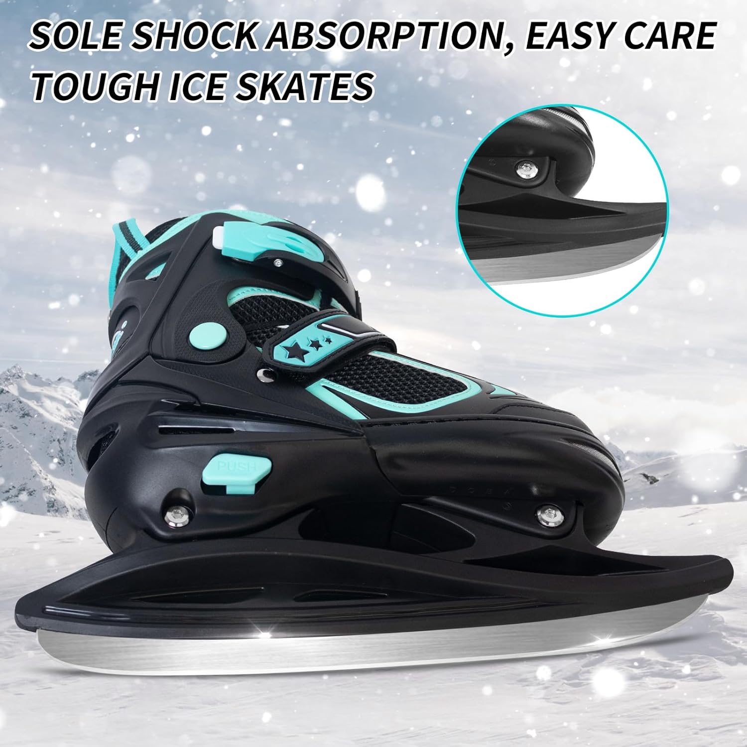 Nattork Ice Skates for Kids, Boys and Girls, Hockey Lace-Up Adjustable Skates Soft Padding and Reinforced Ankle Support for Beginners