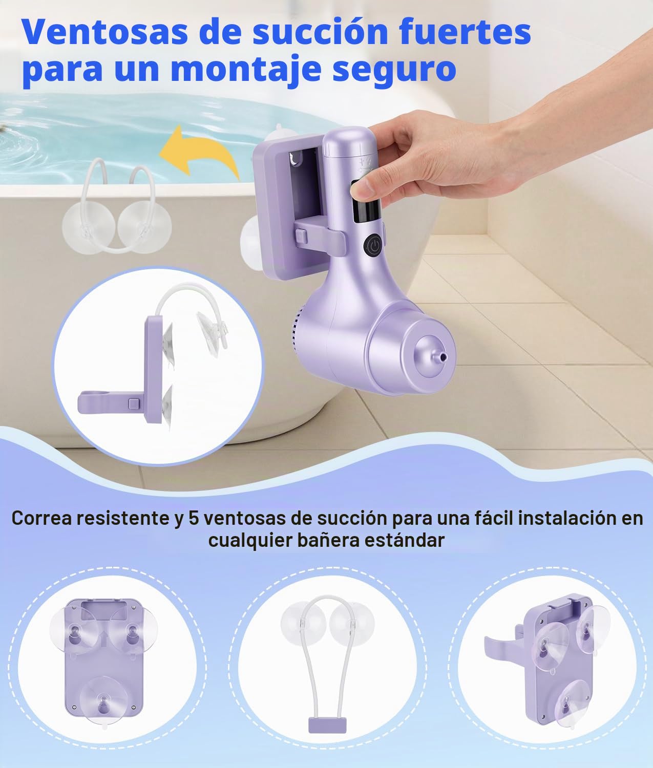 PAHTTO Spa de hidromasaje para bañera, accesorio portátil para bañera con 5 niveles de velocidad ajustables, chorros para bañera para un spa en casa y relajación (morado)