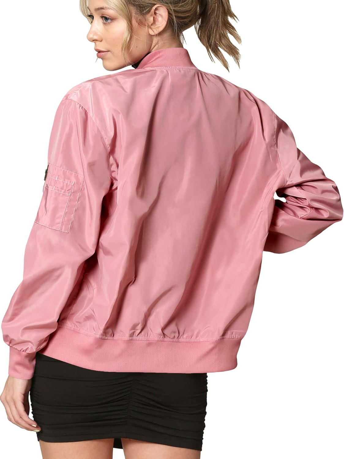 Lock and Love Women's Classic Lightweight Jacket Multi Pocket Windbreaker Bomber Jacket - Image 2