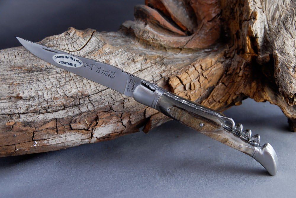 Laguiole "Le Fidèle" CISELE / Ram/s Horn, Corkscrew, Handmade in France