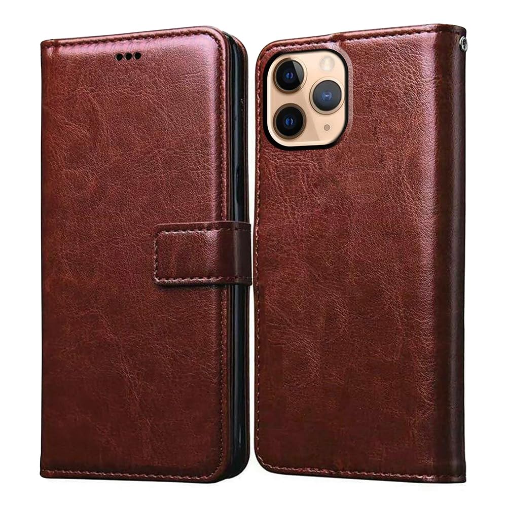 Flip Cover Back Case for Apple iPhone 11 Pro | Premium Leather Finish | Inbuilt Pockets & Stand | Flip Cover Back Case for Apple iPhone 11 Pro (Brown)